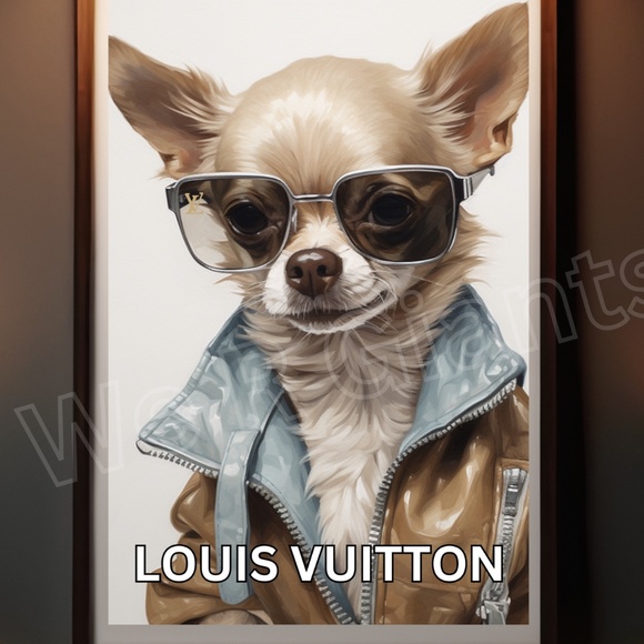 Louis Vuttion Animal Theme Art-Chu-Chu the Chihuahua, Vuitton Wall Decor   11x17 - Picture 1 of 3